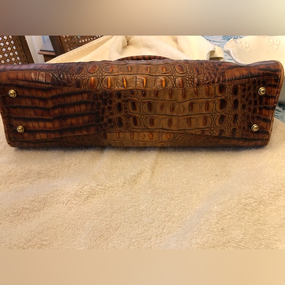 Brahmin Metallic Toasted Almond Crocodile Embossed Leather Shoulder Bag. - Picture 3 of 15